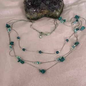 Elegant Turquoise,crystals  and Sterling Silver 925 Necklace